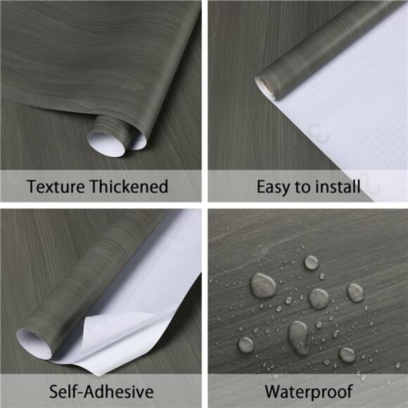 15.7In X 236In Gray Wood Contact Paper Wood Peel & Stick Wallpaper Self Adhesive - Picture 2 of 7